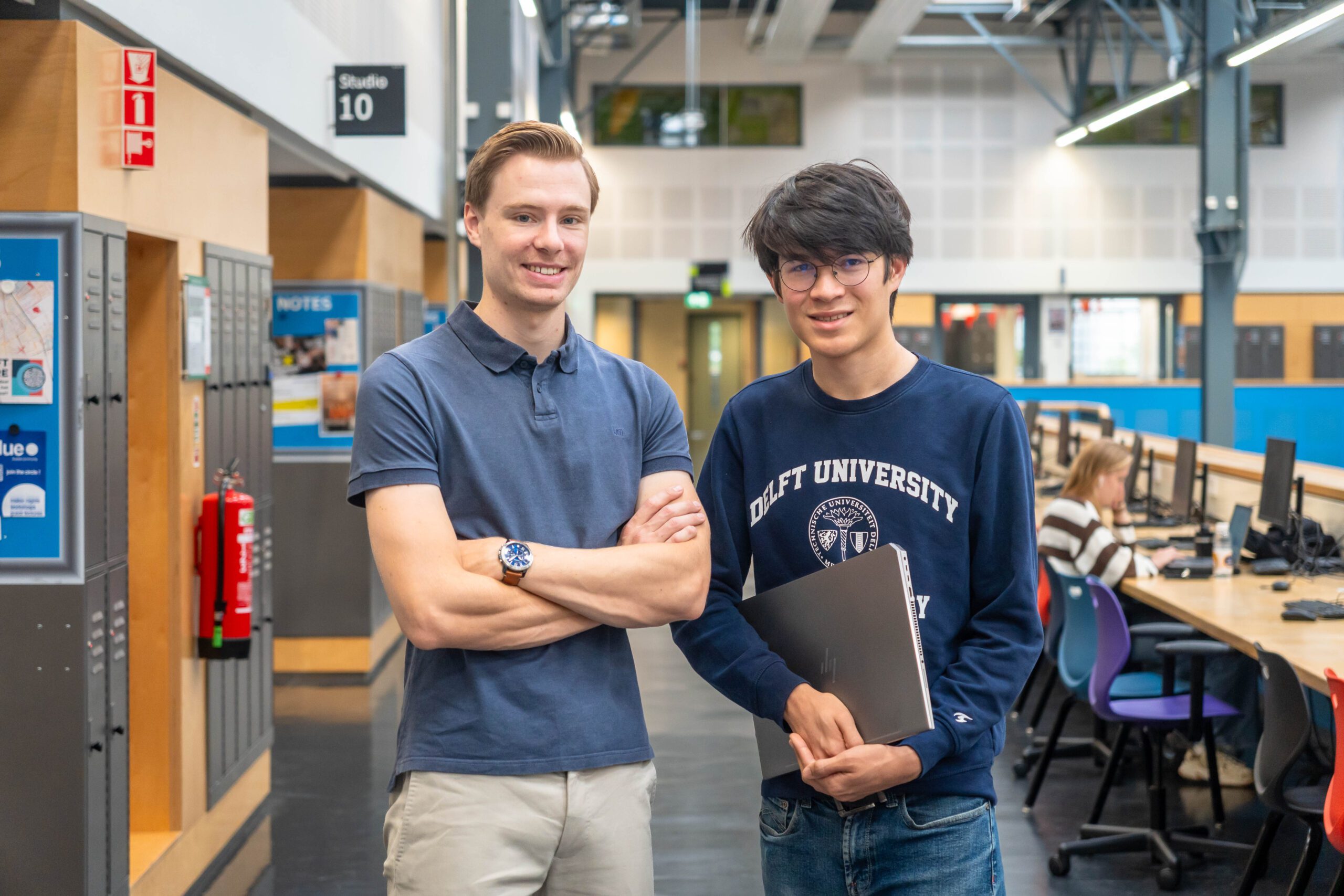 Studenten Maarten en Kenley (rechts). 
