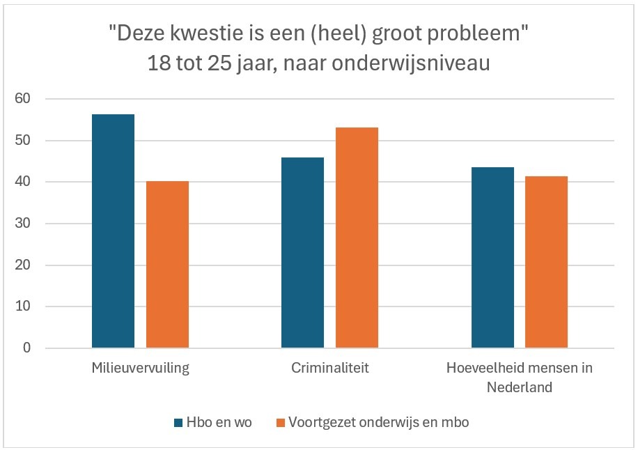 Staatje 'Deze kwestie is een (heel) groot probleem' 18 tot 25 jaar, naar onderwijsniveau